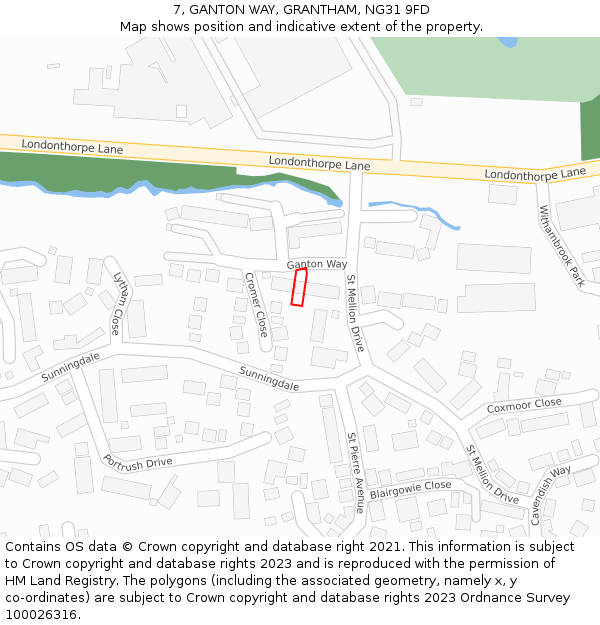 7, GANTON WAY, GRANTHAM, NG31 9FD: Location map and indicative extent of plot