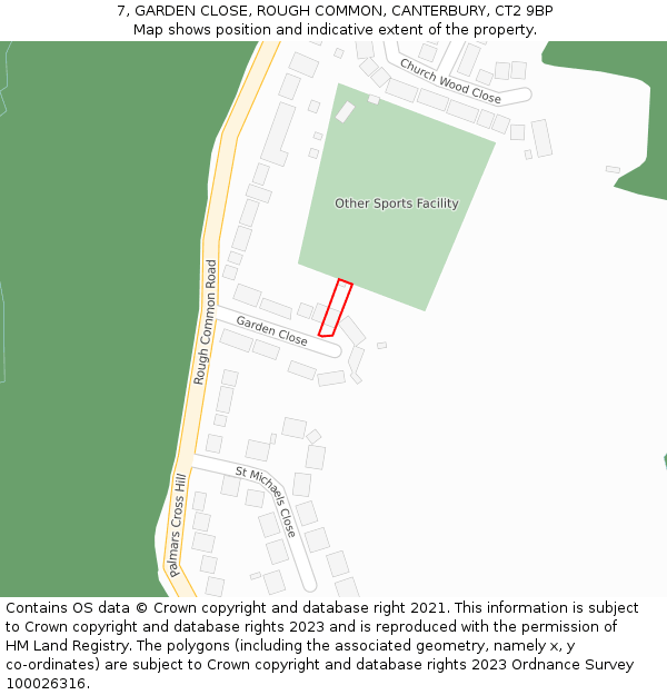 7, GARDEN CLOSE, ROUGH COMMON, CANTERBURY, CT2 9BP: Location map and indicative extent of plot