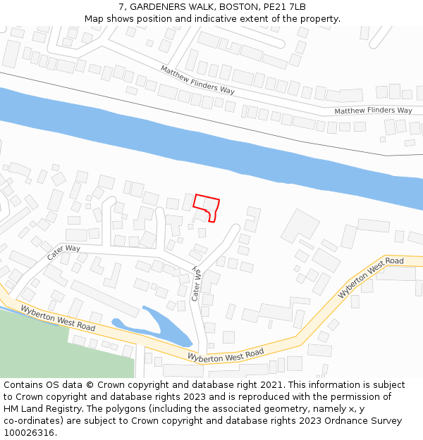 7, GARDENERS WALK, BOSTON, PE21 7LB: Location map and indicative extent of plot