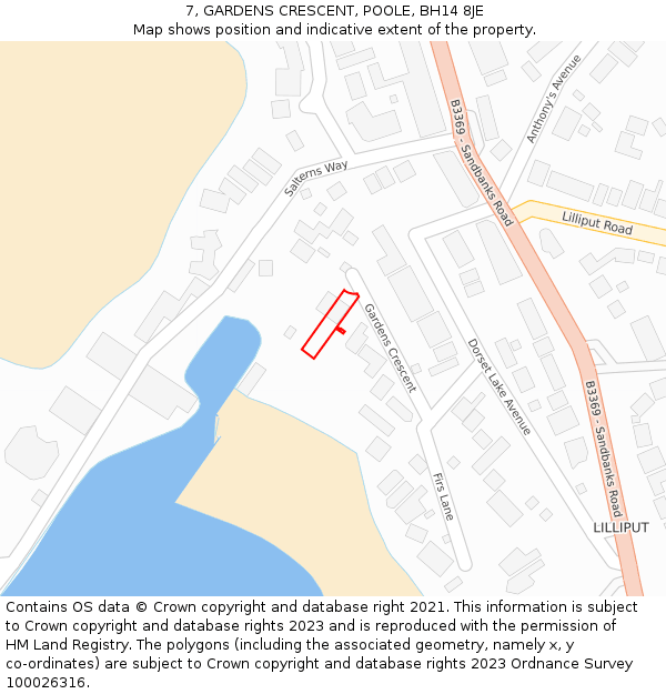 7, GARDENS CRESCENT, POOLE, BH14 8JE: Location map and indicative extent of plot