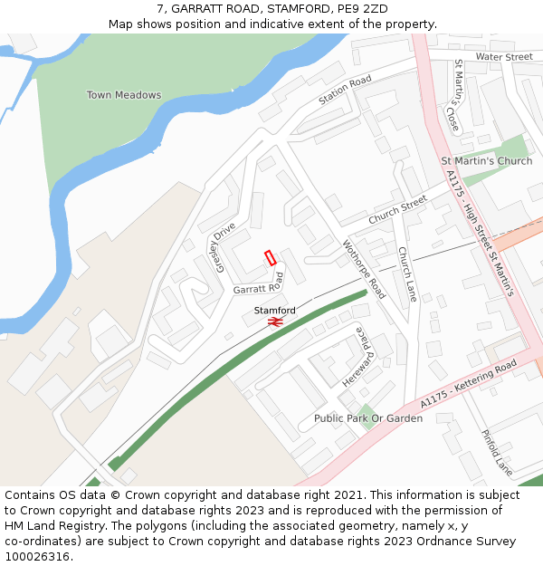 7, GARRATT ROAD, STAMFORD, PE9 2ZD: Location map and indicative extent of plot
