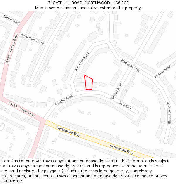 7, GATEHILL ROAD, NORTHWOOD, HA6 3QF: Location map and indicative extent of plot