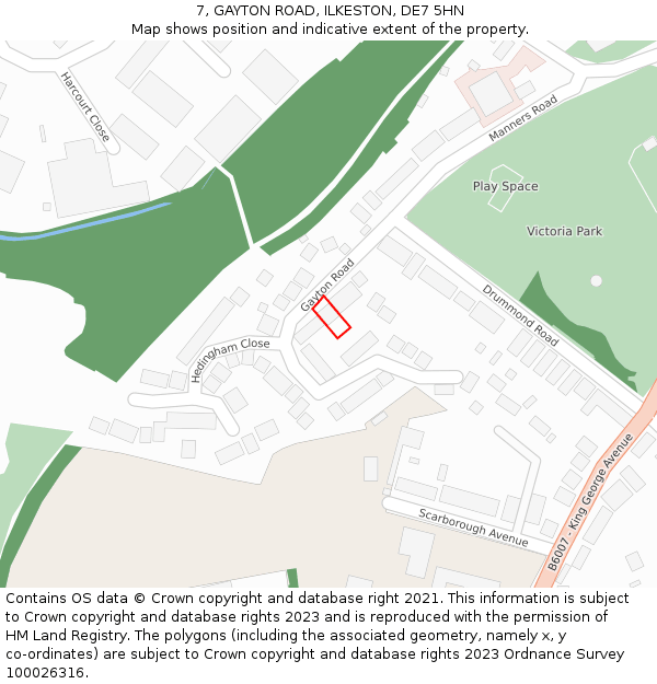 7, GAYTON ROAD, ILKESTON, DE7 5HN: Location map and indicative extent of plot