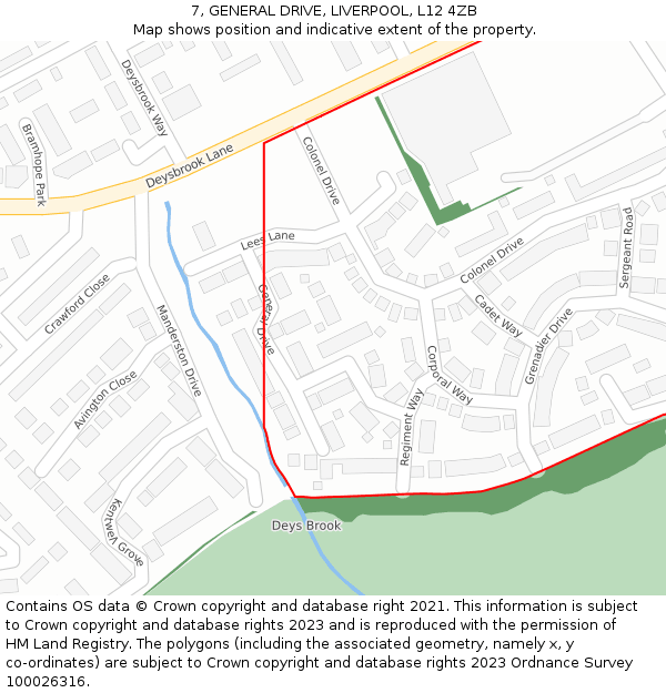 7, GENERAL DRIVE, LIVERPOOL, L12 4ZB: Location map and indicative extent of plot