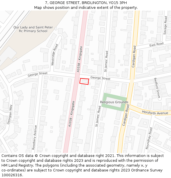 7, GEORGE STREET, BRIDLINGTON, YO15 3PH: Location map and indicative extent of plot