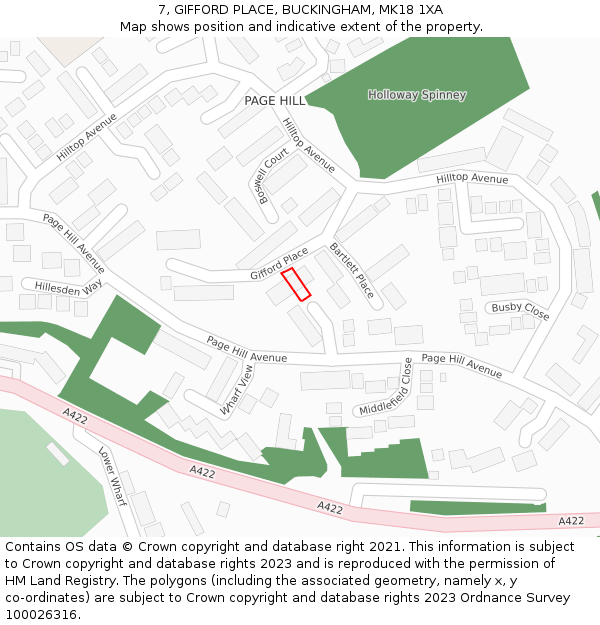 7, GIFFORD PLACE, BUCKINGHAM, MK18 1XA: Location map and indicative extent of plot