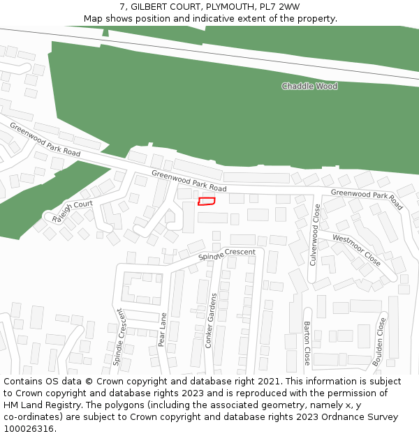 7, GILBERT COURT, PLYMOUTH, PL7 2WW: Location map and indicative extent of plot