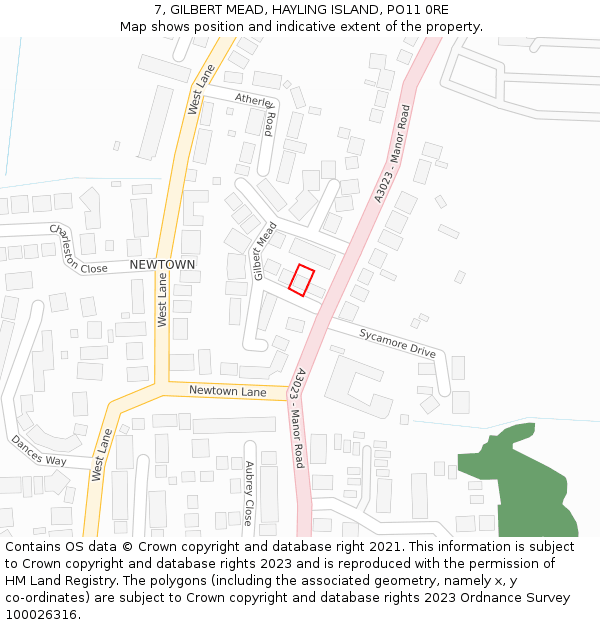 7, GILBERT MEAD, HAYLING ISLAND, PO11 0RE: Location map and indicative extent of plot