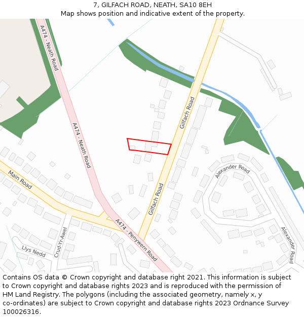 7, GILFACH ROAD, NEATH, SA10 8EH: Location map and indicative extent of plot