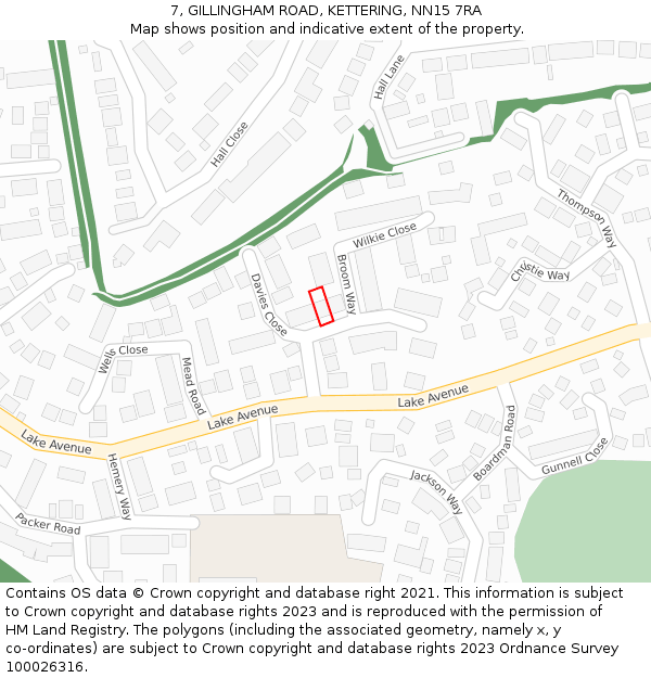 7, GILLINGHAM ROAD, KETTERING, NN15 7RA: Location map and indicative extent of plot