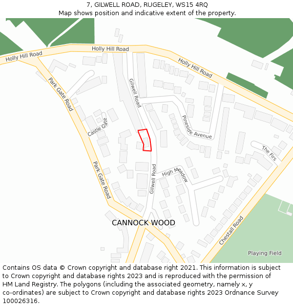 7, GILWELL ROAD, RUGELEY, WS15 4RQ: Location map and indicative extent of plot