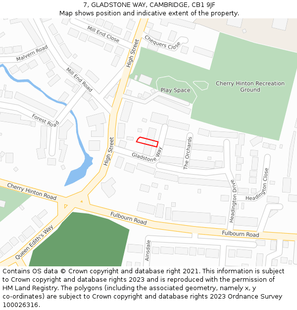 7, GLADSTONE WAY, CAMBRIDGE, CB1 9JF: Location map and indicative extent of plot