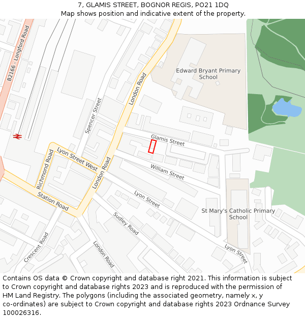 7, GLAMIS STREET, BOGNOR REGIS, PO21 1DQ: Location map and indicative extent of plot