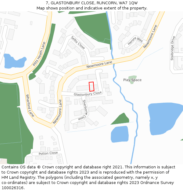 7, GLASTONBURY CLOSE, RUNCORN, WA7 1QW: Location map and indicative extent of plot