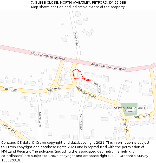 7, GLEBE CLOSE, NORTH WHEATLEY, RETFORD, DN22 9EB: Location map and indicative extent of plot