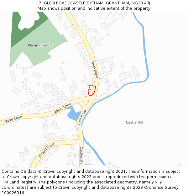 7, GLEN ROAD, CASTLE BYTHAM, GRANTHAM, NG33 4RJ: Location map and indicative extent of plot