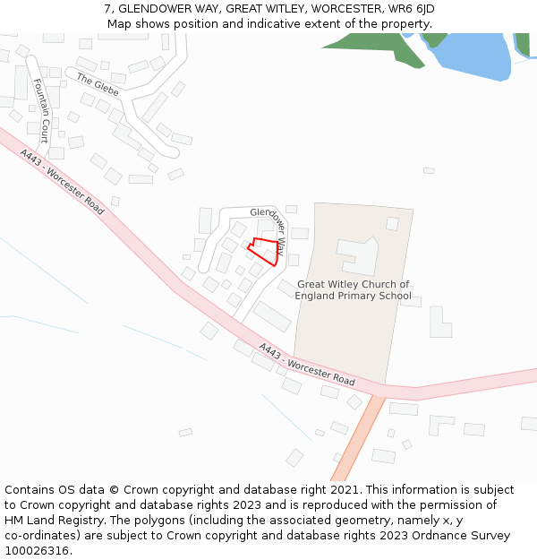 7, GLENDOWER WAY, GREAT WITLEY, WORCESTER, WR6 6JD: Location map and indicative extent of plot