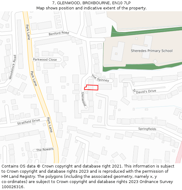 7, GLENWOOD, BROXBOURNE, EN10 7LP: Location map and indicative extent of plot