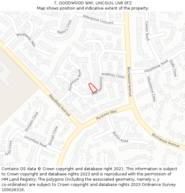 7, GOODWOOD WAY, LINCOLN, LN6 0FZ: Location map and indicative extent of plot