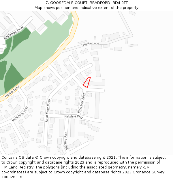 7, GOOSEDALE COURT, BRADFORD, BD4 0TT: Location map and indicative extent of plot