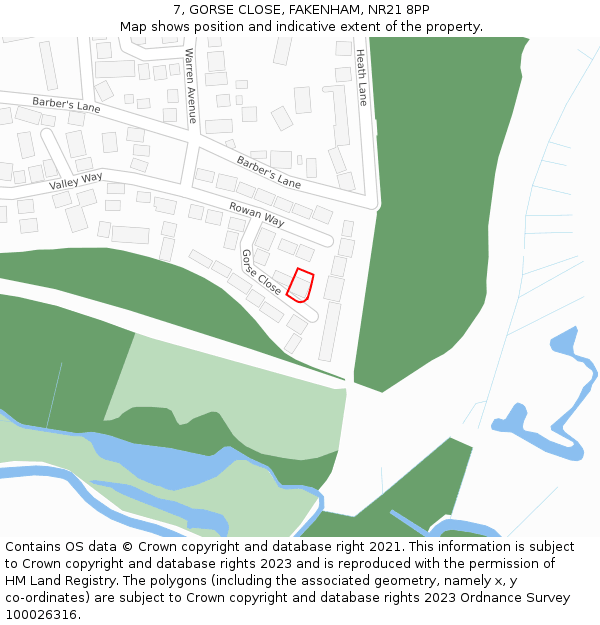 7, GORSE CLOSE, FAKENHAM, NR21 8PP: Location map and indicative extent of plot