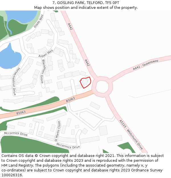 7, GOSLING PARK, TELFORD, TF5 0PT: Location map and indicative extent of plot