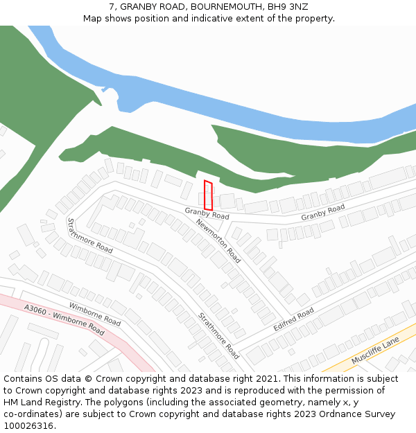 7, GRANBY ROAD, BOURNEMOUTH, BH9 3NZ: Location map and indicative extent of plot