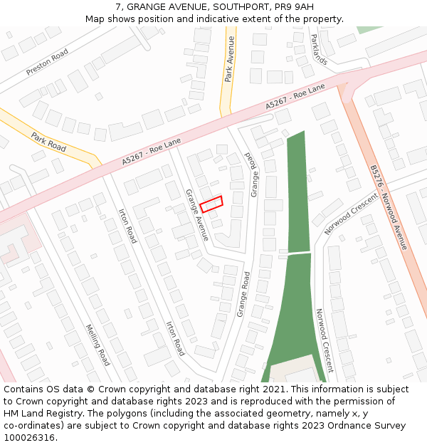 7, GRANGE AVENUE, SOUTHPORT, PR9 9AH: Location map and indicative extent of plot