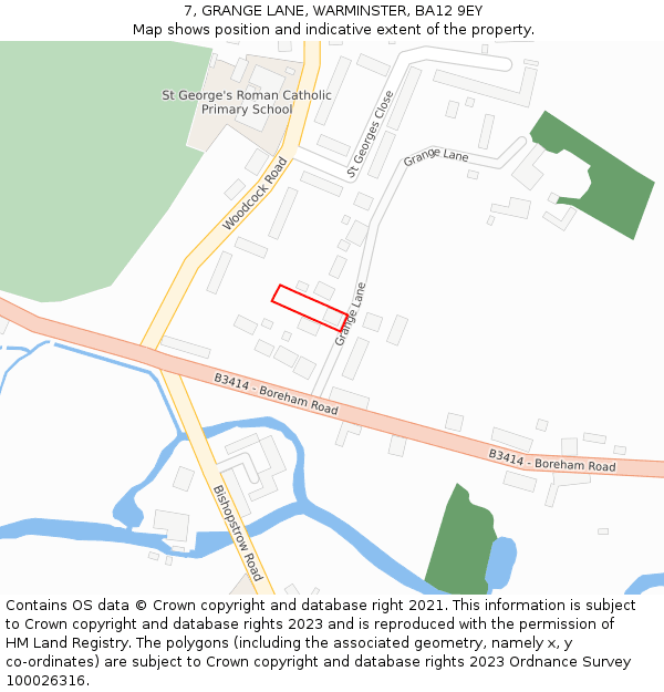 7, GRANGE LANE, WARMINSTER, BA12 9EY: Location map and indicative extent of plot