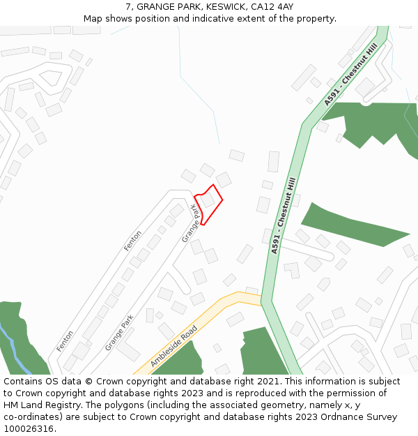 7, GRANGE PARK, KESWICK, CA12 4AY: Location map and indicative extent of plot