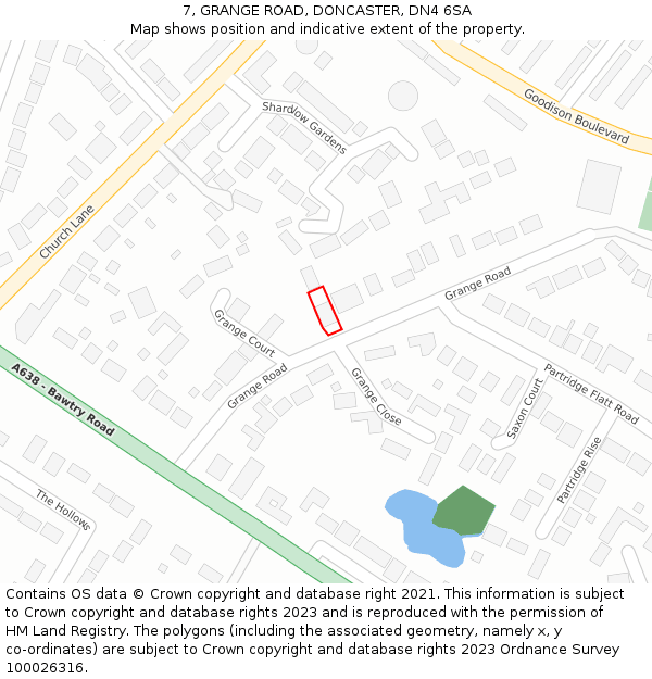 7, GRANGE ROAD, DONCASTER, DN4 6SA: Location map and indicative extent of plot