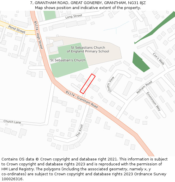 7, GRANTHAM ROAD, GREAT GONERBY, GRANTHAM, NG31 8JZ: Location map and indicative extent of plot
