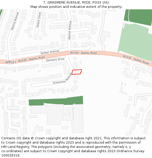 7, GRASMERE AVENUE, RYDE, PO33 1NU: Location map and indicative extent of plot