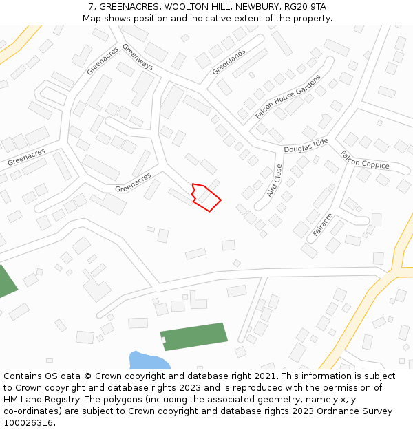 7, GREENACRES, WOOLTON HILL, NEWBURY, RG20 9TA: Location map and indicative extent of plot