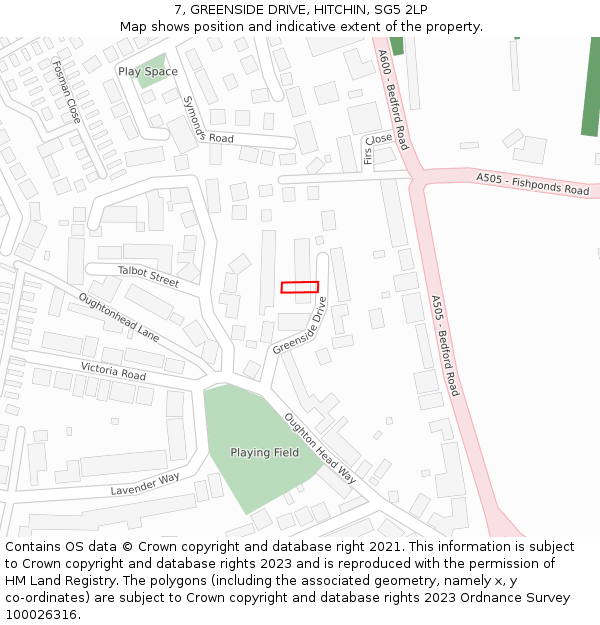 7, GREENSIDE DRIVE, HITCHIN, SG5 2LP: Location map and indicative extent of plot