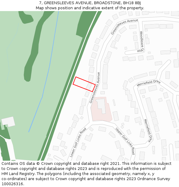 7, GREENSLEEVES AVENUE, BROADSTONE, BH18 8BJ: Location map and indicative extent of plot