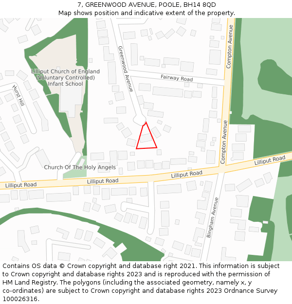 7, GREENWOOD AVENUE, POOLE, BH14 8QD: Location map and indicative extent of plot