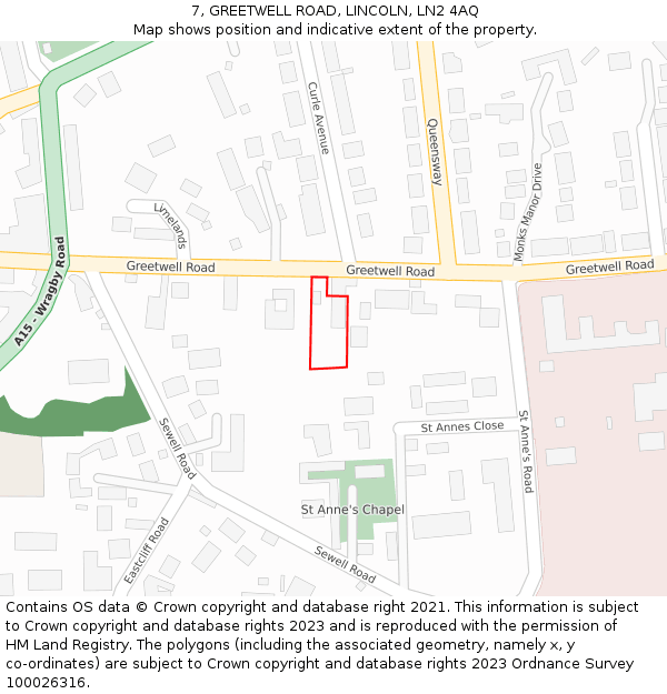 7, GREETWELL ROAD, LINCOLN, LN2 4AQ: Location map and indicative extent of plot