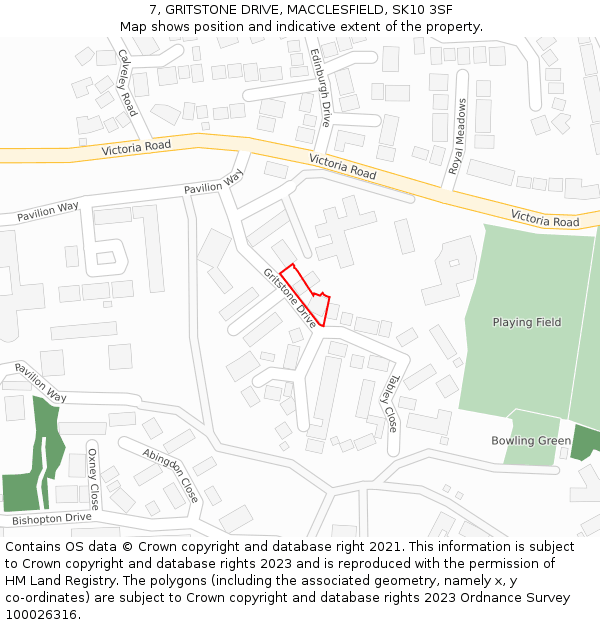 7, GRITSTONE DRIVE, MACCLESFIELD, SK10 3SF: Location map and indicative extent of plot