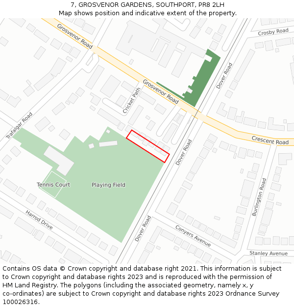 7, GROSVENOR GARDENS, SOUTHPORT, PR8 2LH: Location map and indicative extent of plot