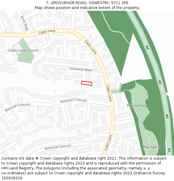 7, GROSVENOR ROAD, OSWESTRY, SY11 2PE: Location map and indicative extent of plot