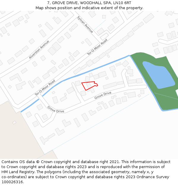 7, GROVE DRIVE, WOODHALL SPA, LN10 6RT: Location map and indicative extent of plot