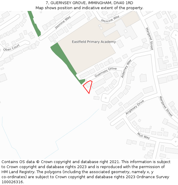 7, GUERNSEY GROVE, IMMINGHAM, DN40 1RD: Location map and indicative extent of plot