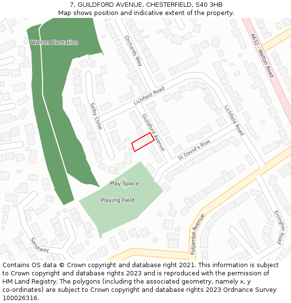 7, GUILDFORD AVENUE, CHESTERFIELD, S40 3HB: Location map and indicative extent of plot