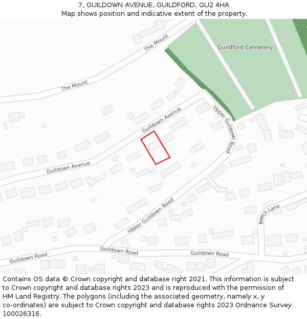 7, GUILDOWN AVENUE, GUILDFORD, GU2 4HA: Location map and indicative extent of plot