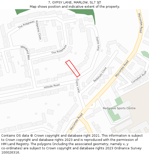 7, GYPSY LANE, MARLOW, SL7 3JT: Location map and indicative extent of plot