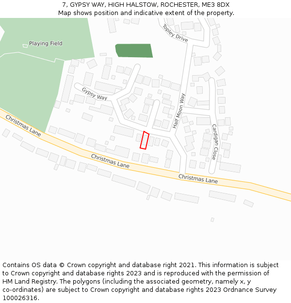 7, GYPSY WAY, HIGH HALSTOW, ROCHESTER, ME3 8DX: Location map and indicative extent of plot