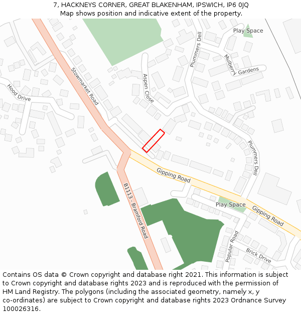 7, HACKNEYS CORNER, GREAT BLAKENHAM, IPSWICH, IP6 0JQ: Location map and indicative extent of plot