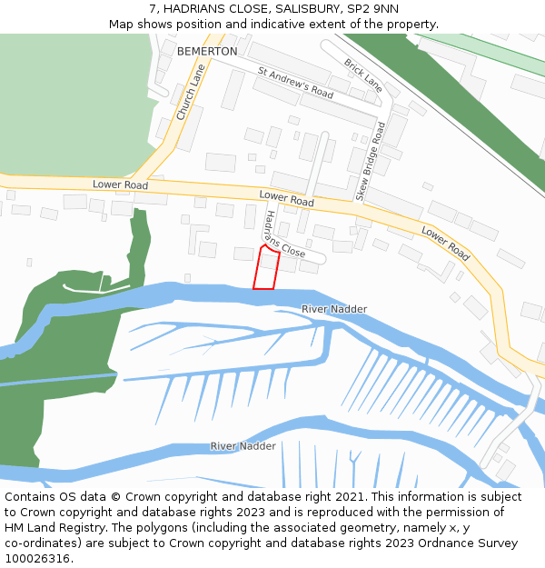 7, HADRIANS CLOSE, SALISBURY, SP2 9NN: Location map and indicative extent of plot