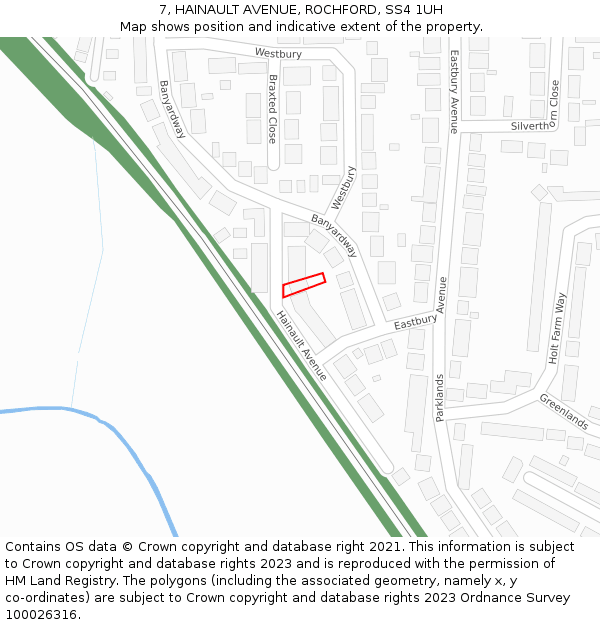 7, HAINAULT AVENUE, ROCHFORD, SS4 1UH: Location map and indicative extent of plot